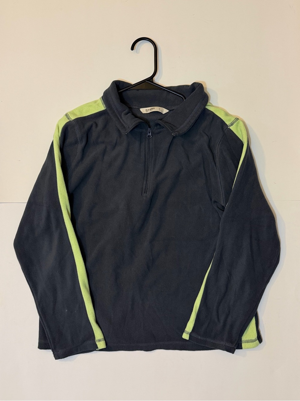 Old Navy Gray and Lime Green Fleece Zip Pullover winter Long Sleeve